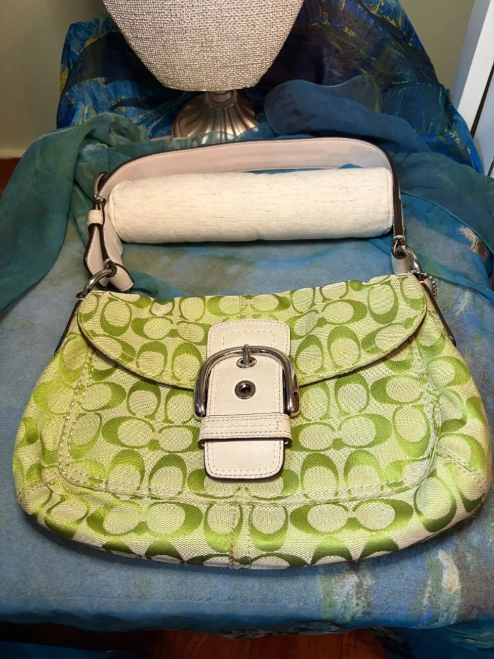 Vintage Coach Soho Signature Flap Bag in Lime Green (HTF, rare)